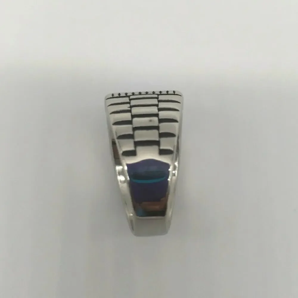 Royal Blue Cubic Zirconia Handmade Men's Ring Size 9 NWT